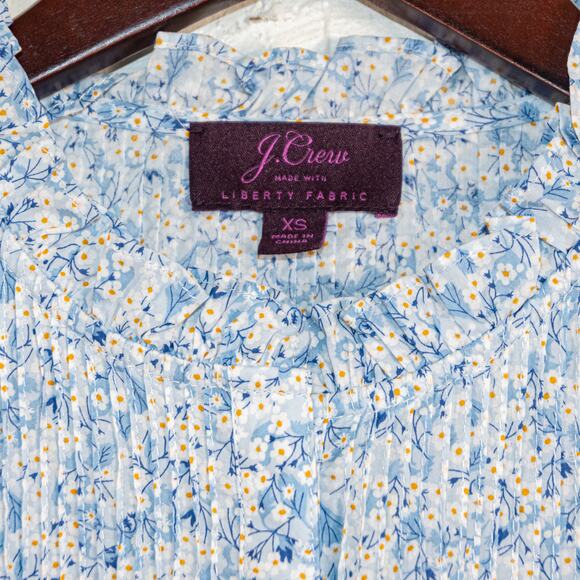 J.Crew Liberty Fabric Cotton Poplin Popover Shirt Blue Misti Valeria floral XS - Picture 3 of 11